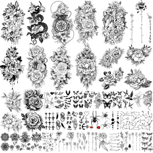 Tatuaje Yazhiji de flor grande para cubrir áreas amplias con estilo temporal