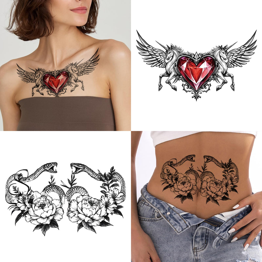 Tatuaje Yazhiji calavera con alas, ideal para espalda