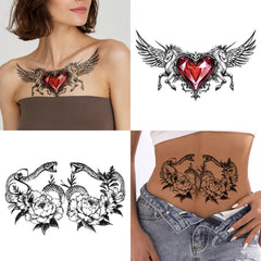Tatuaje Yazhiji calavera con alas, ideal para espalda