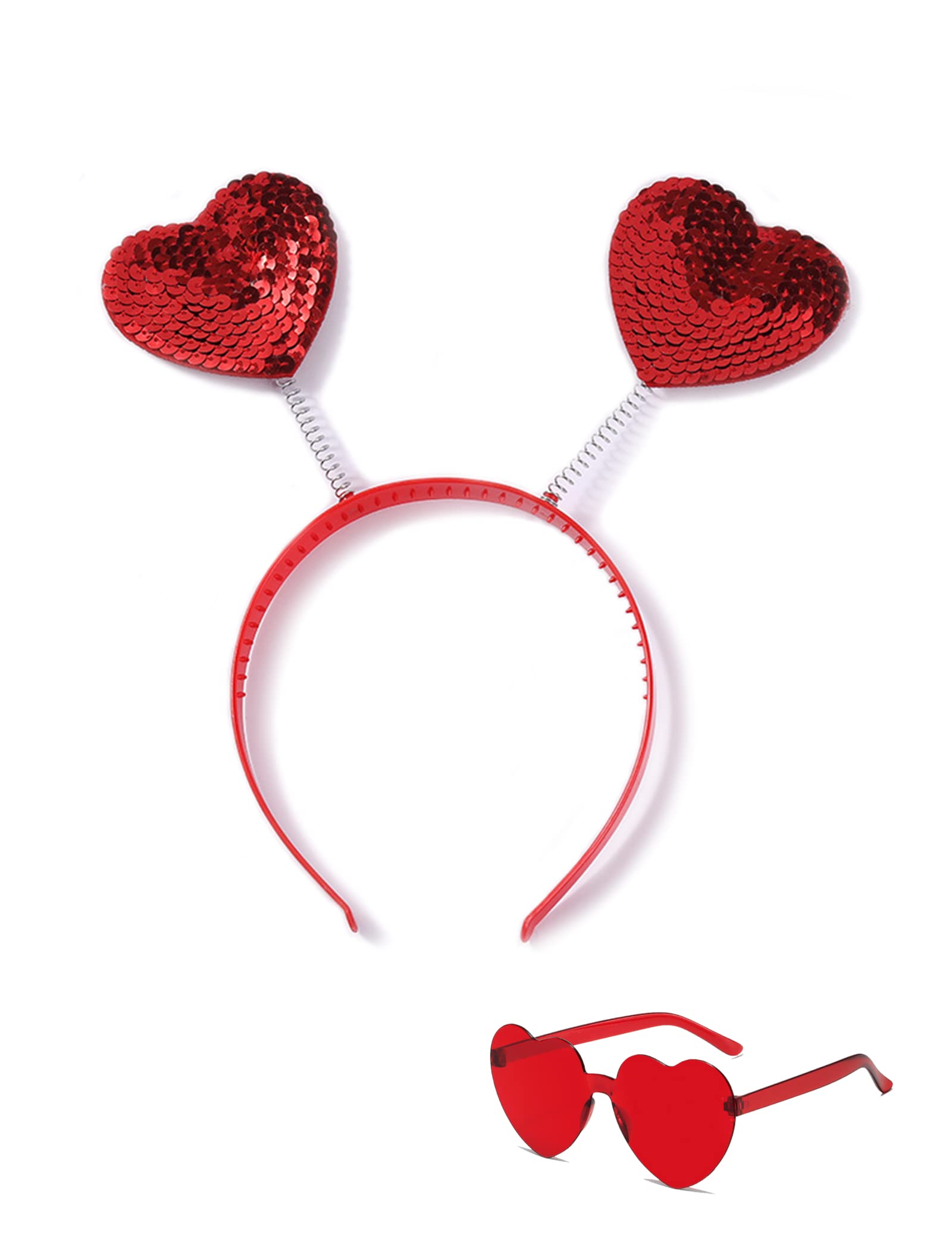 Diadema roja con corazones y lentejuelas para un look romántico de YBHOMINE.