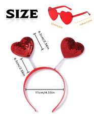 Gafas corazón de YBHOMINE con brillo, perfecto para fiestas y fotos.