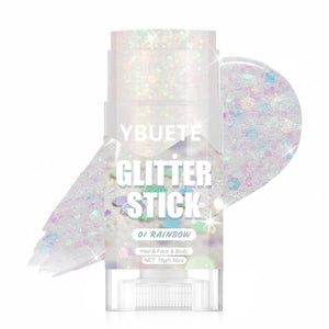 Barrita de purpurina arcoíris de YBUETE para rostro, brillo instantáneo y sin desorden.