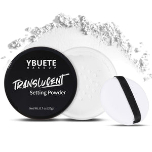 YBUETE polvo translúcido para piel, acabado suave y mate duradero.