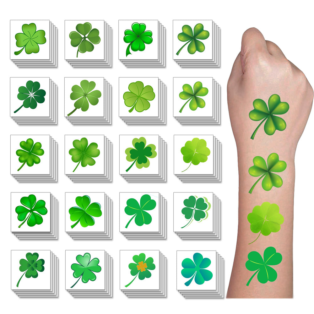 Tatuaje temporal Y&C TENCOB trébol para San Patricio, ideal para fiesta