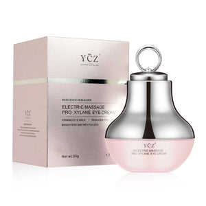 Ycz Crema de Ojos con Masaje Eléctrico, botella visible, hidratación suave para ojeras