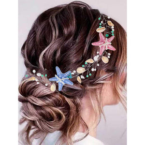 Yean diadema estrella de mar concha, ideal para estilo de playa con brillo suave.