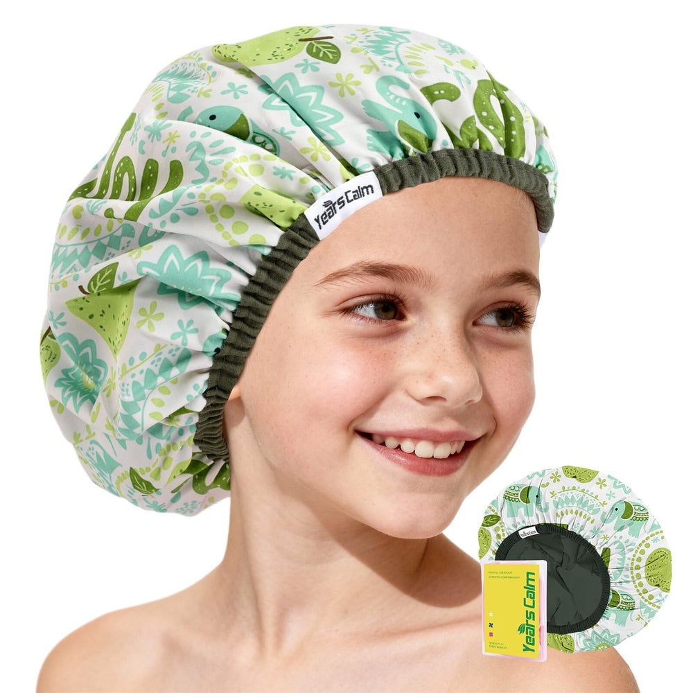 Years calm gorro de ducha para niños con dino, práctico y divertido.