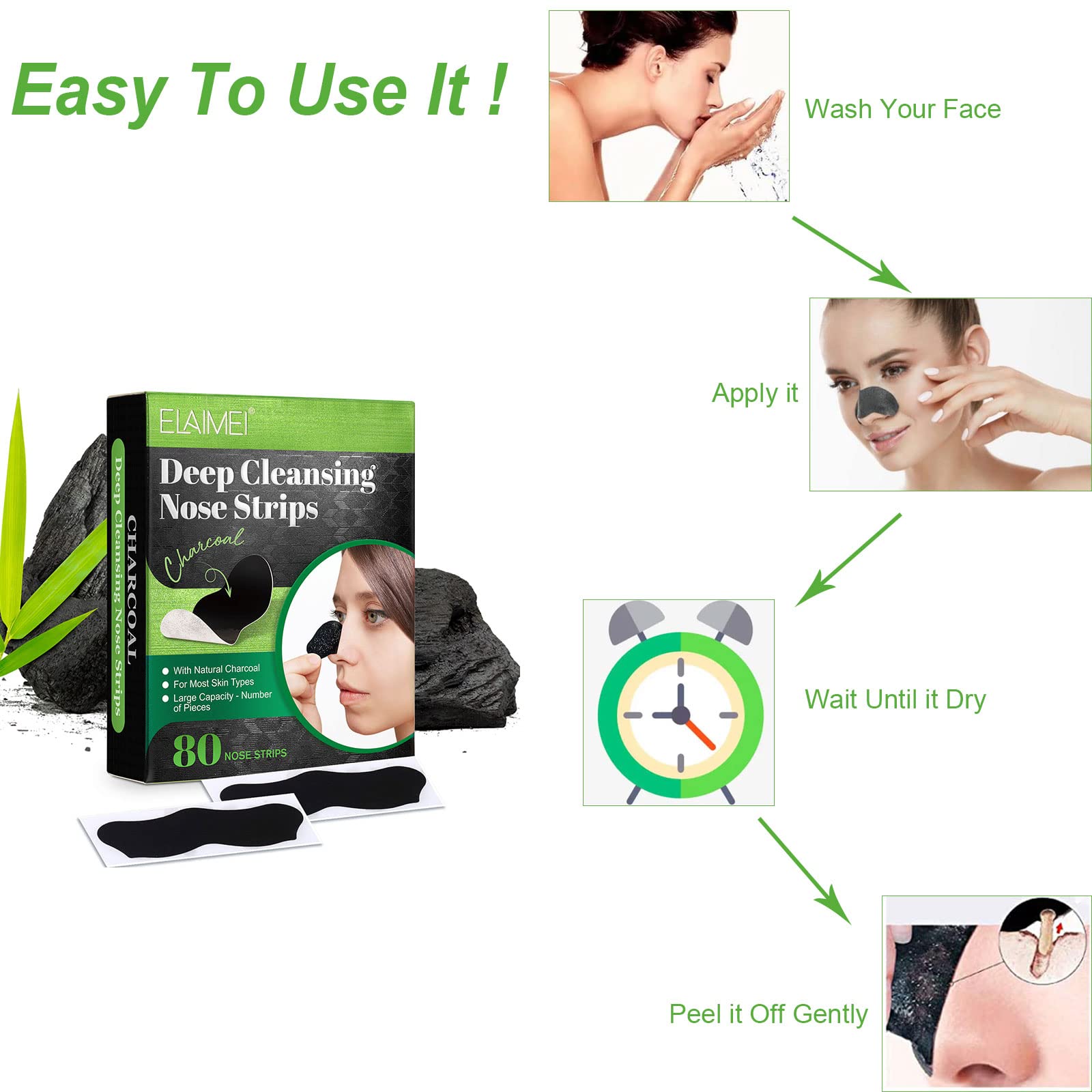 Ritual rápido de limpieza facial con carbón natural ELAIMEI