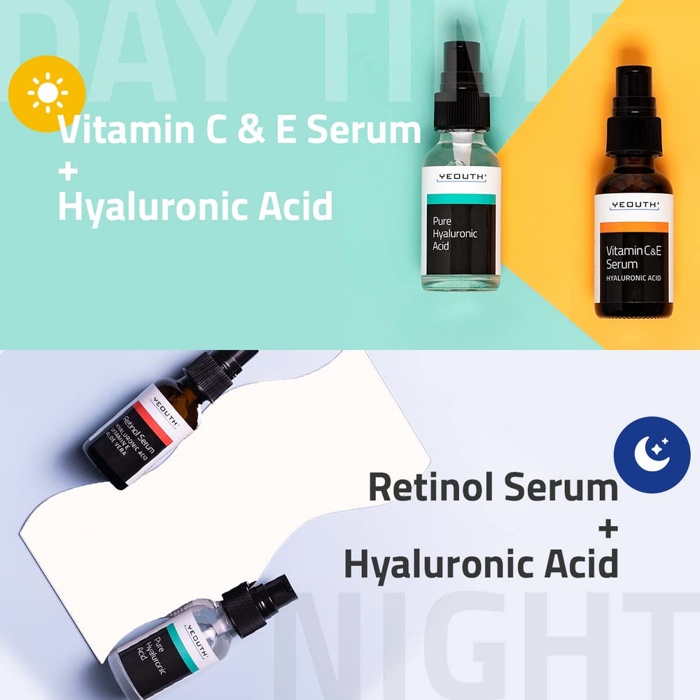 YEOUTH suero de retinol para uso nocturno; aplicación suave en rostro.