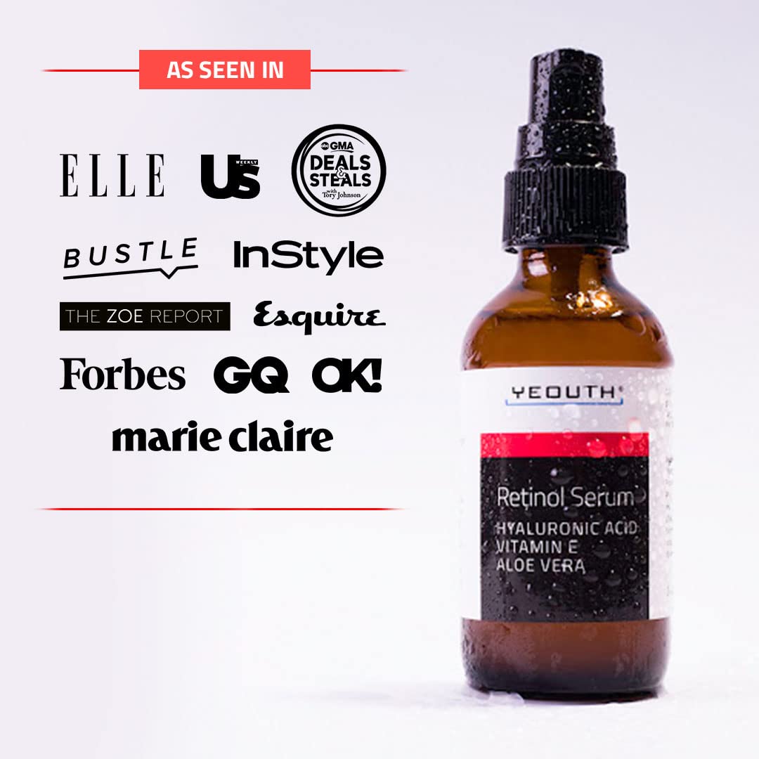 YEOUTH Sérum retinol frasco con gotero, primer plano para uso diario.