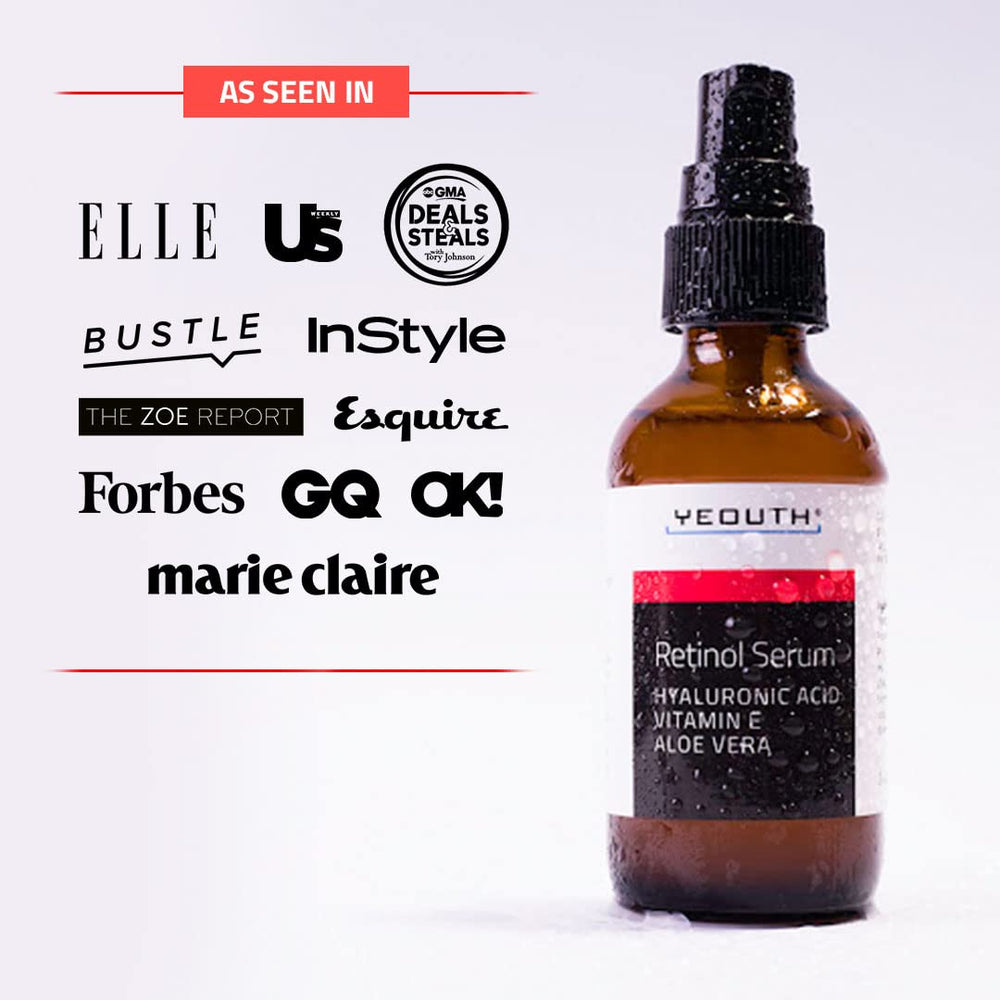 YEOUTH Sérum retinol frasco con gotero, primer plano para uso diario.