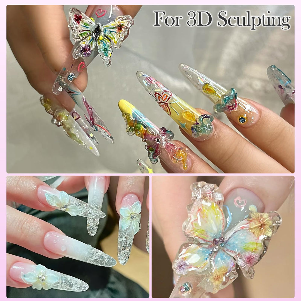 YEPYEPGO diseños 3D en gel para uñas, creando esculturas detalladas.