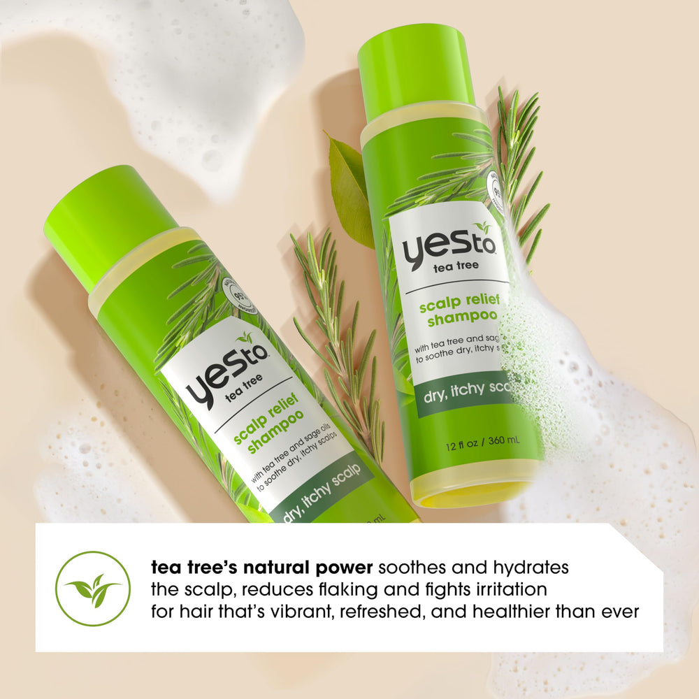 Yes To Shampoo Árbol del Té y Salvia, aplicación suave en cabello