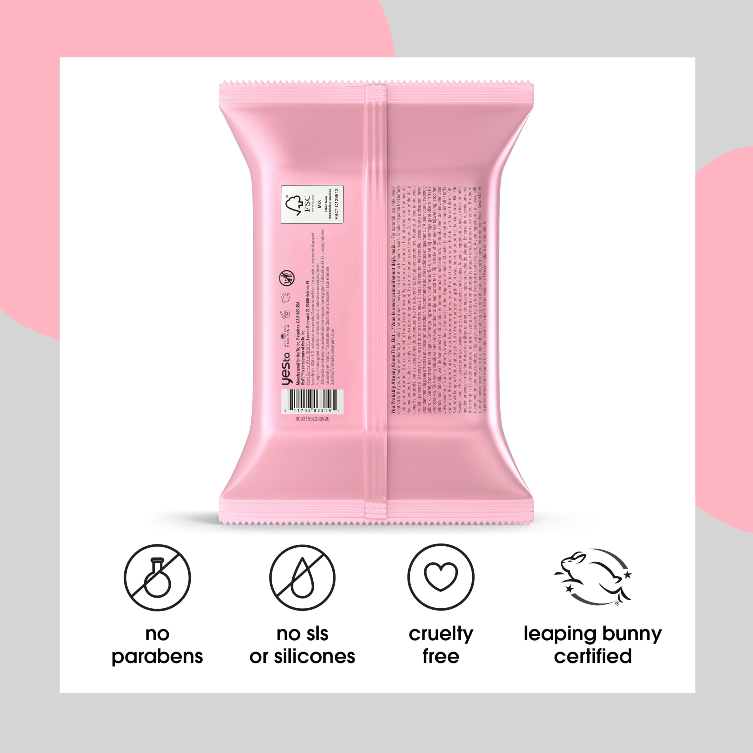 Yes To Face Wipes, extracto de melon para piel revitalizada.