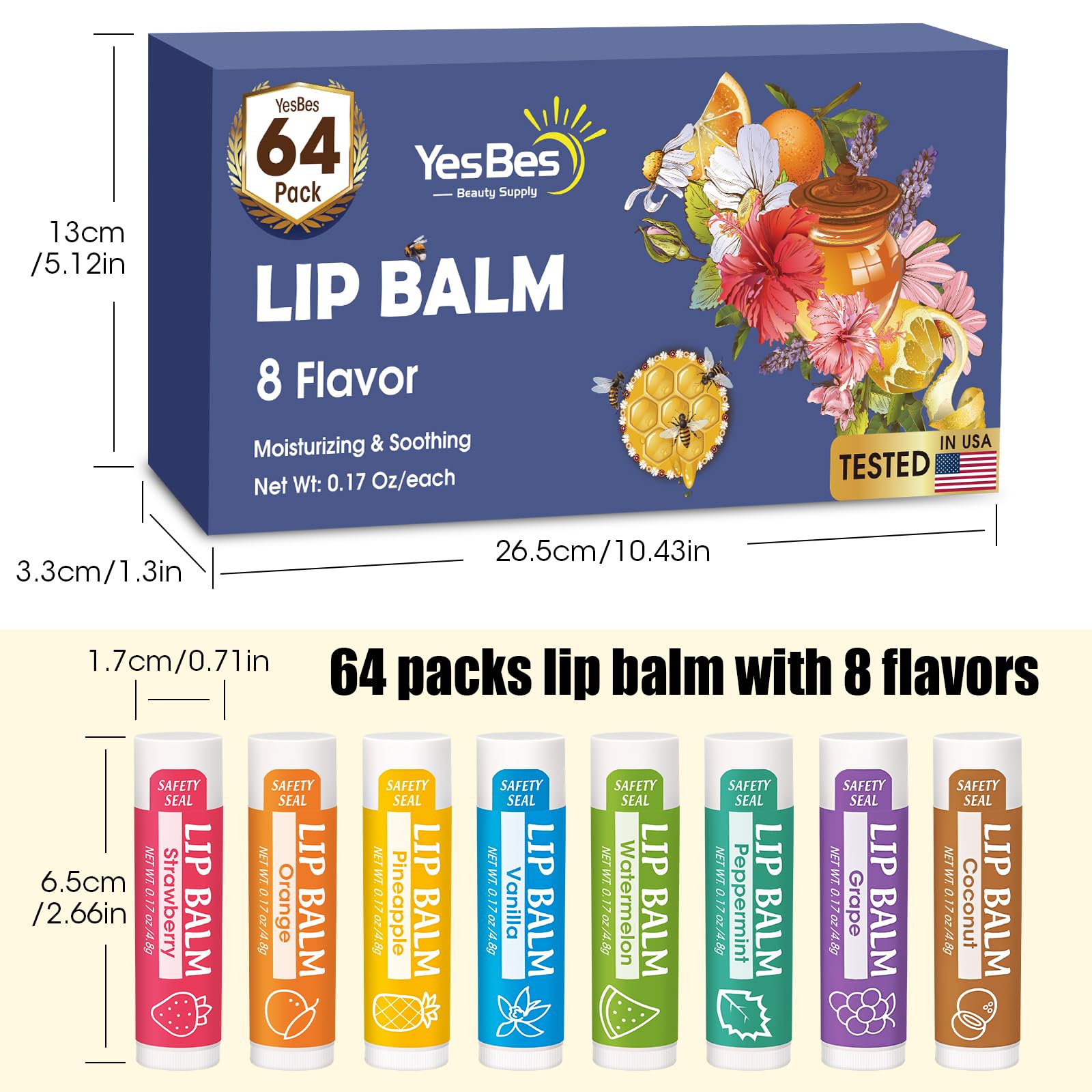 YesBes bálsamo labial fresa para sabor agradable y labios nutridos.