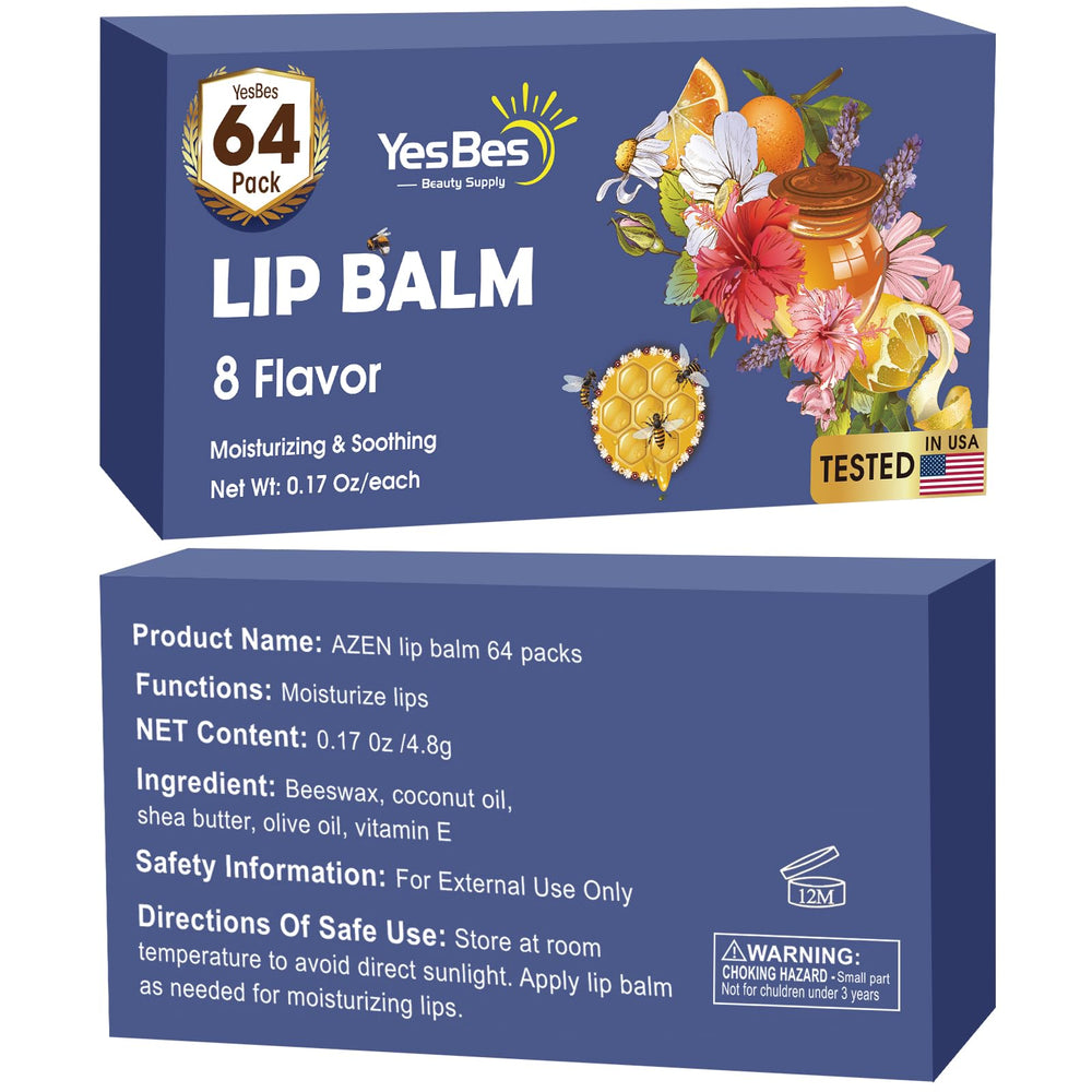 YesBes pack64 bálsamos labiales para regalo y cuidado diario.