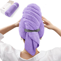 La toalla turbante YFONG morada de 40x30 pulgadas para secado rápido del cabello.