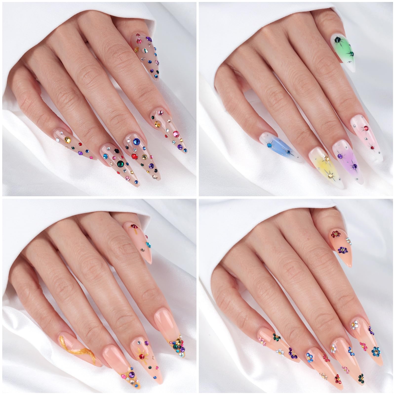 Piedras multicolores YGDZ para uñas, cara y decoración corporal