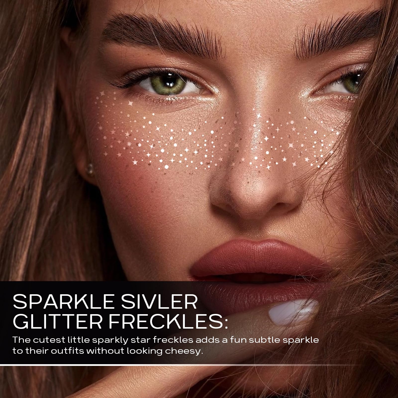 YGQQOY puntos brillantes plateados en la piel para elegancia.