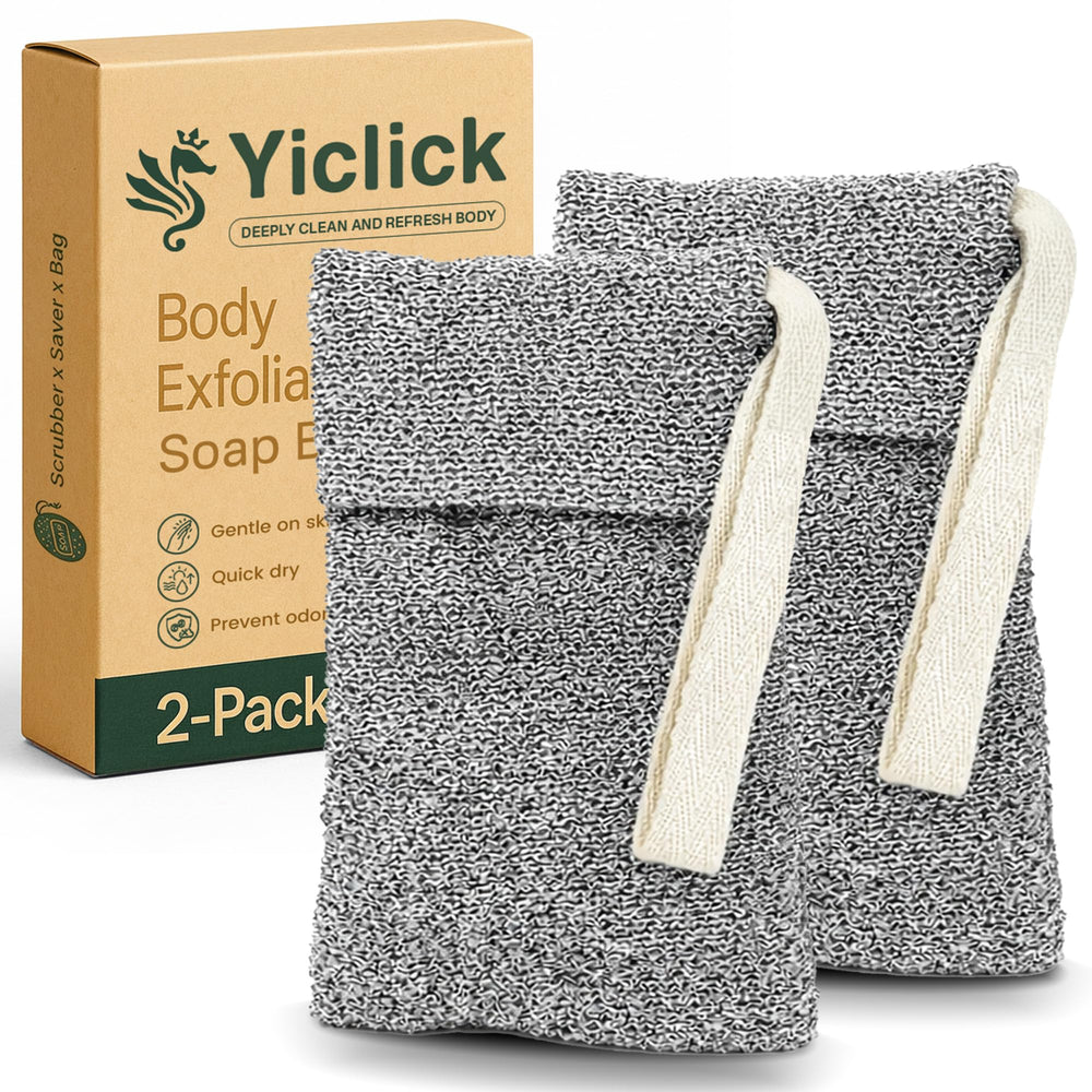 Bolsa de jabón Yiclick con malla exfoliante para ducha, limpieza suave.