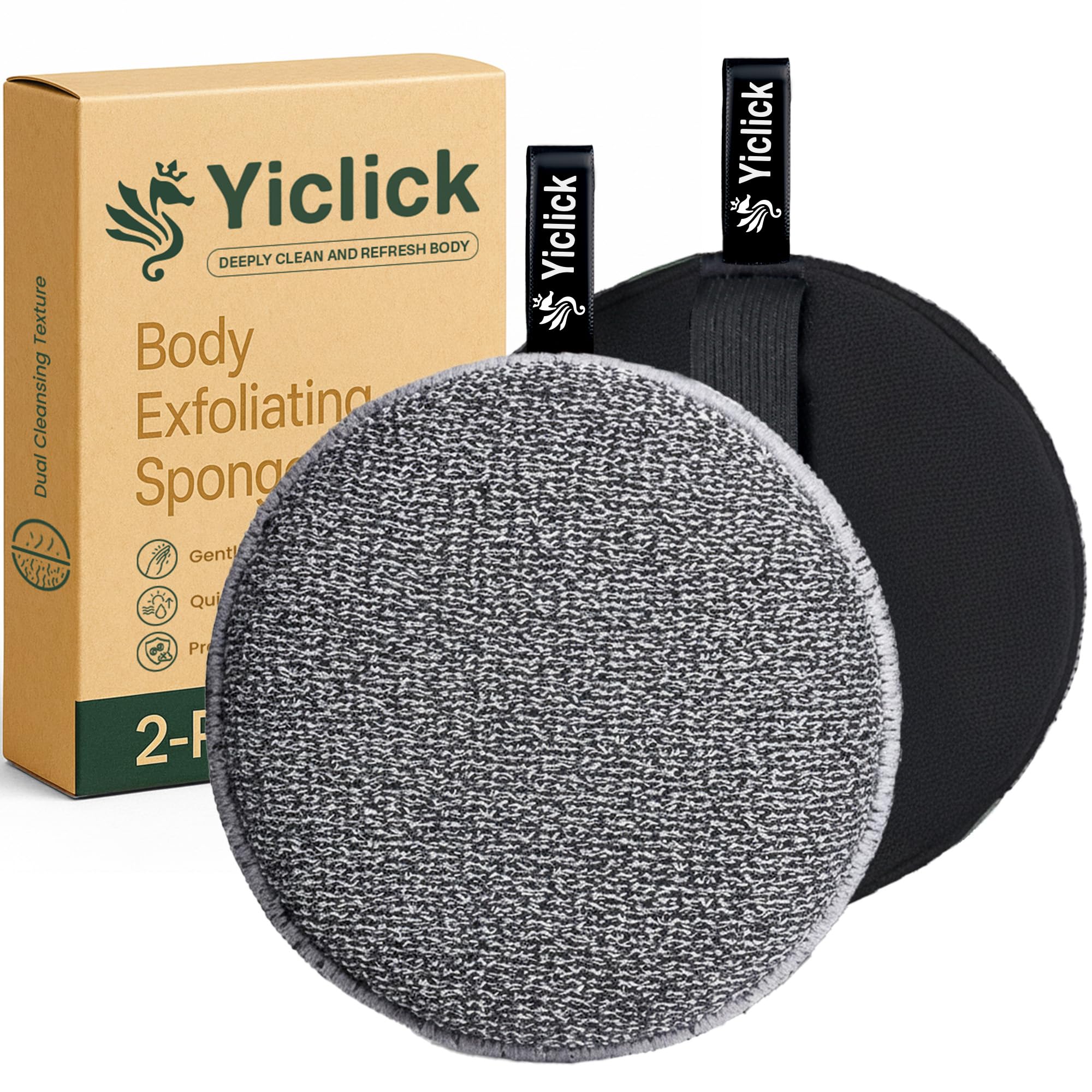Yiclick exfoliante corporal con doble textura para exfoliación eficaz.