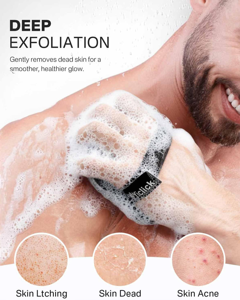 Lado suave de algodón para experiencia calmante tras exfoliar.