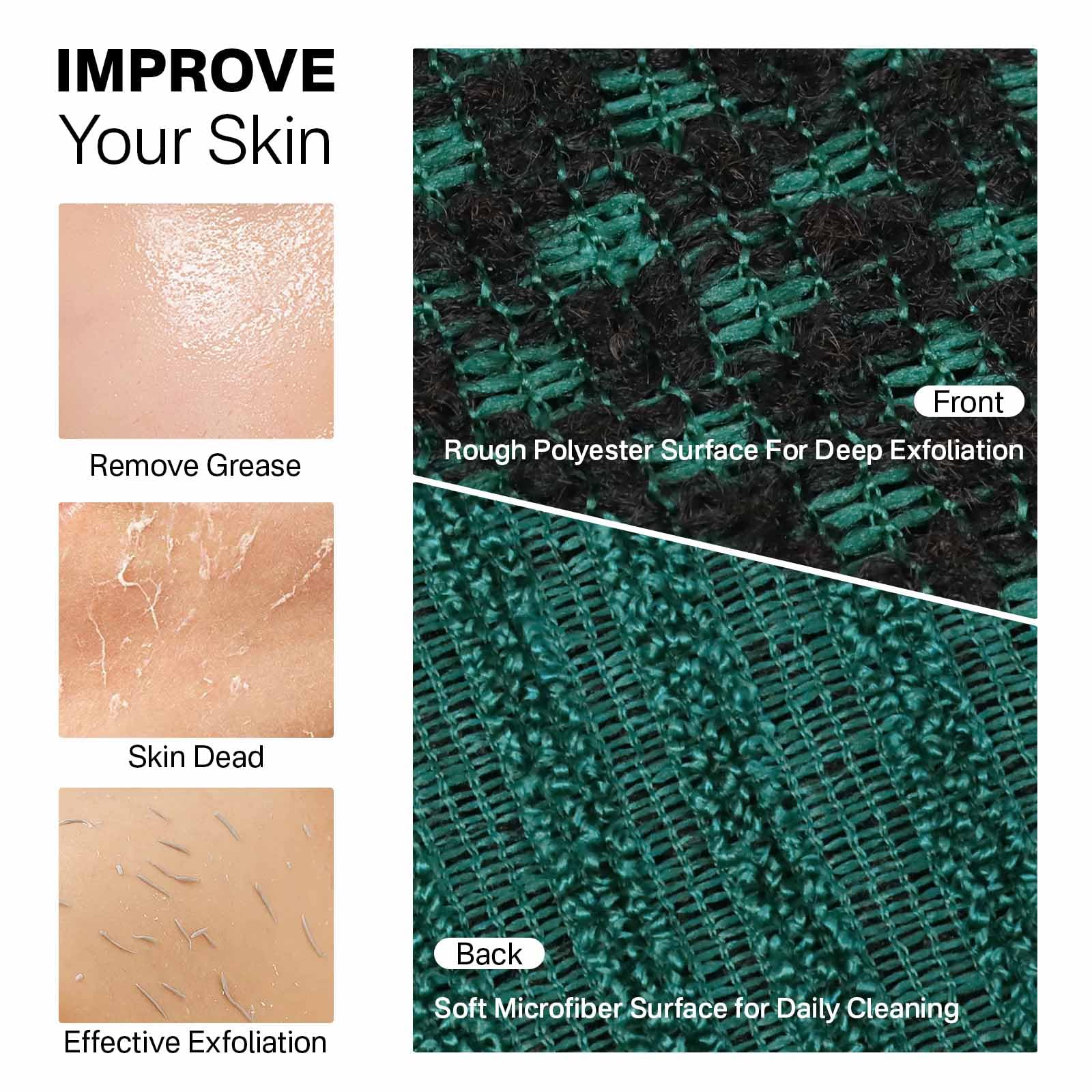 Toalla exfoliante Yiclick fácil de mantener y duradera tras múltiples lavados.