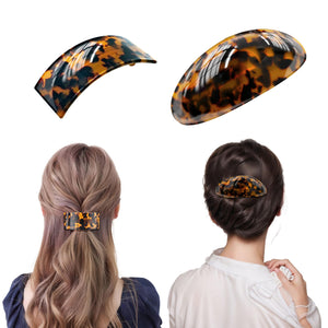 YIERSO pasador oval frances grande tortuga de acetato, sujeción duradera para cabello grueso.