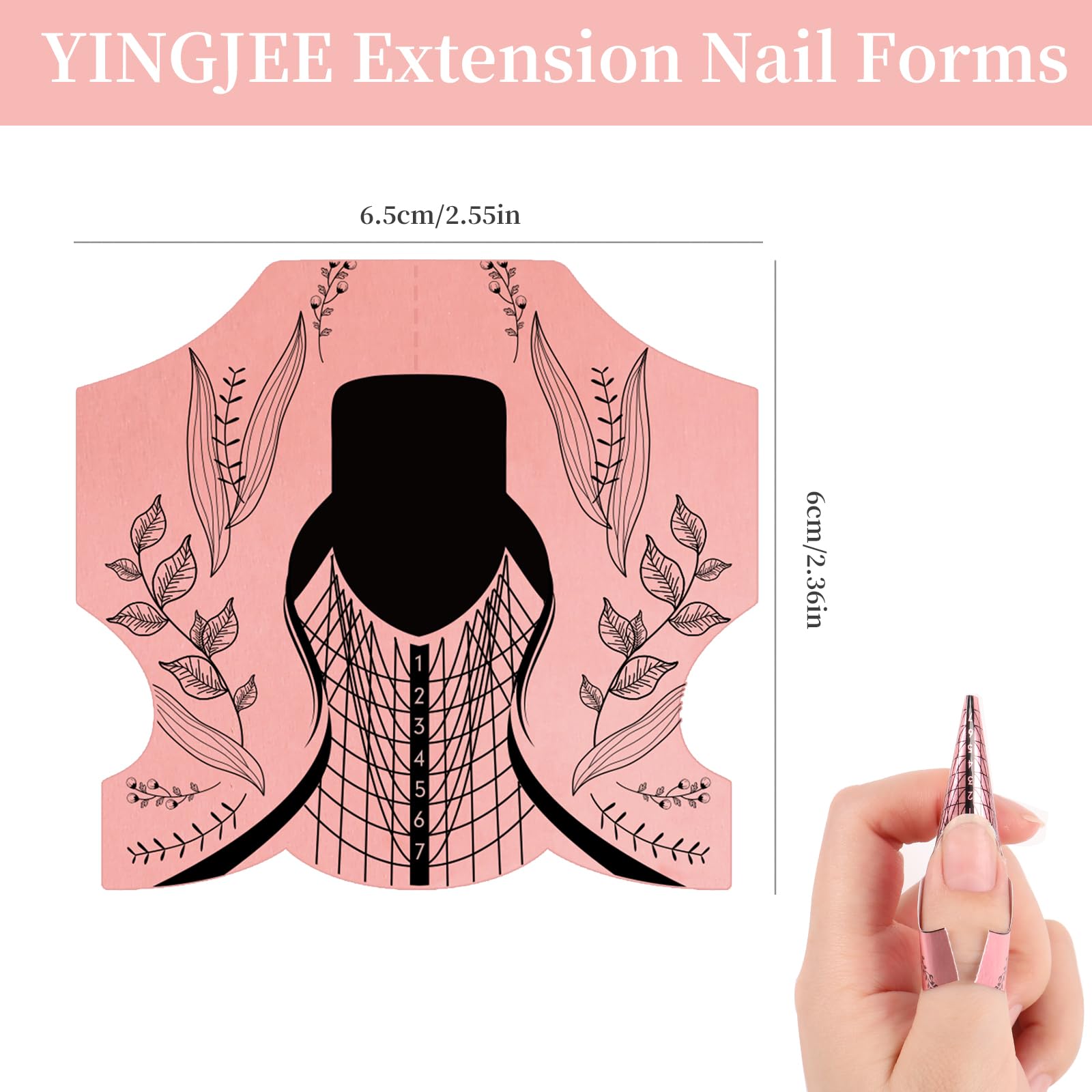 Formas de uñas YingJEE con guía numérica, apoyo exacto para extensión.