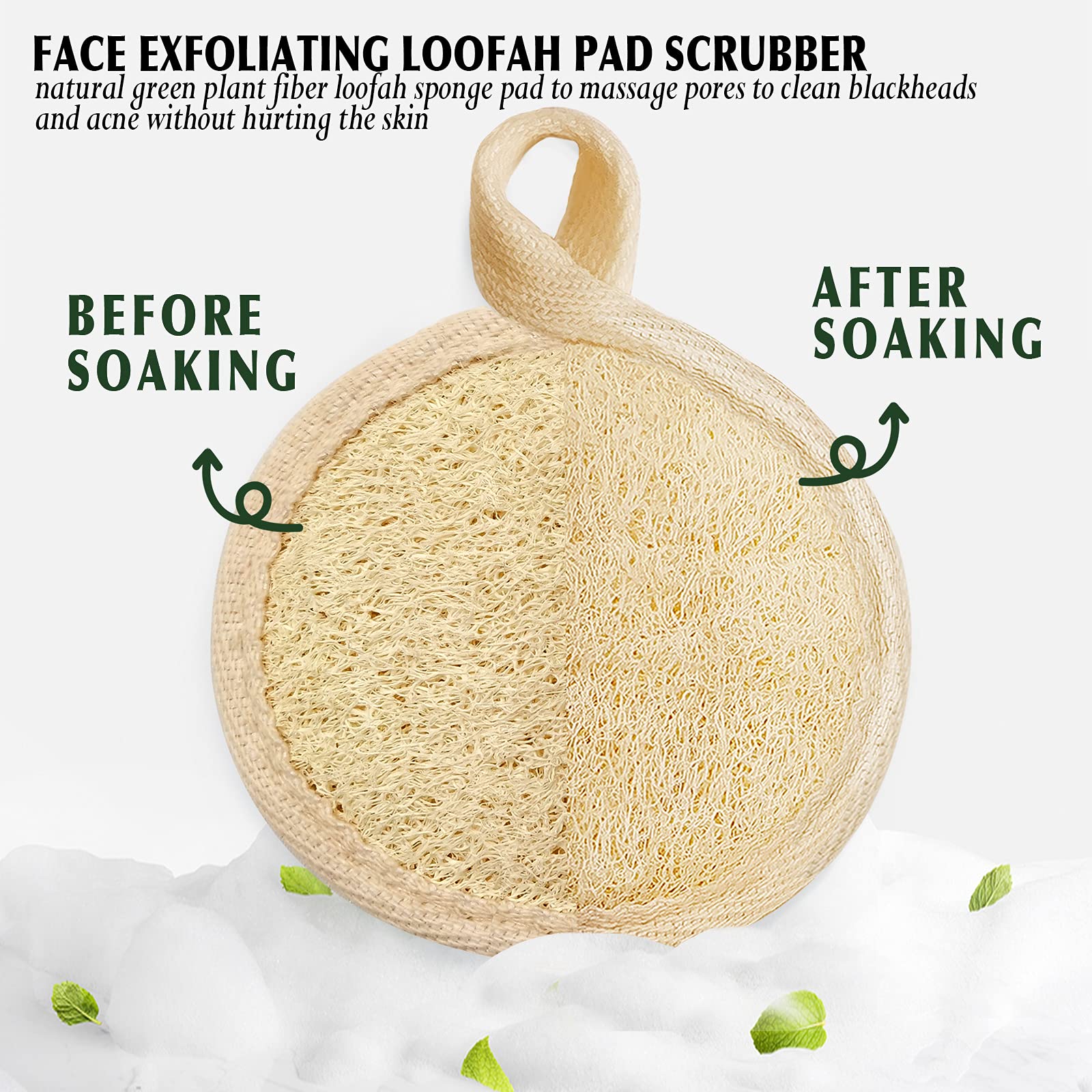 YIQINGJIE exfoliante facial lufa, cara trasera suave terry para limpieza delicada.