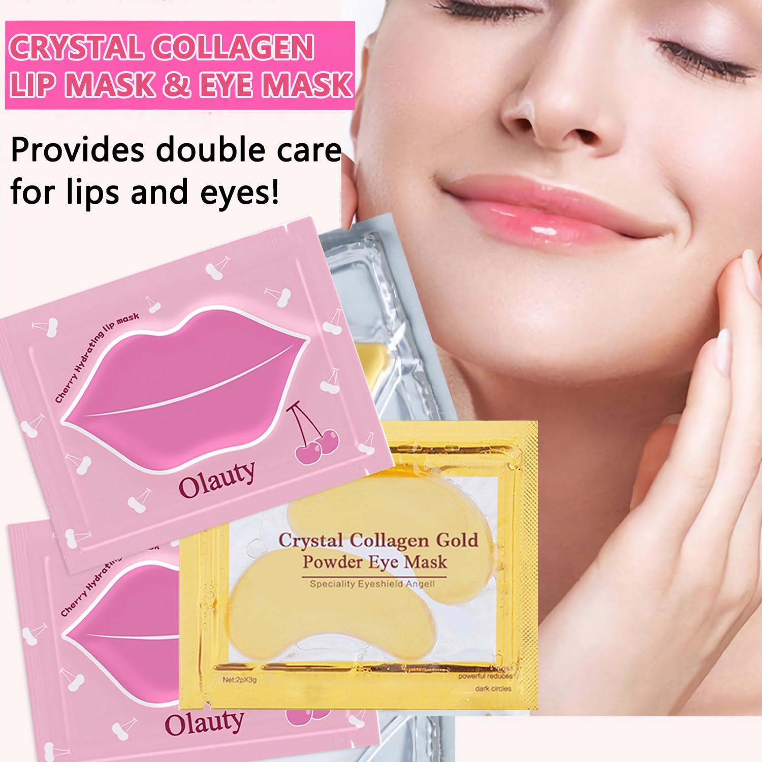 Kit doble cuidado Yishifa: mascarilla labial y parches oculares.