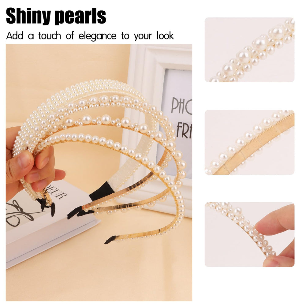 Diadema YISSION de perlas blancas, estilo elegante para fiestas.