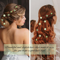 YISSION flor verde cristales-grupo: destellos elegantes para recogidos y trenzas.