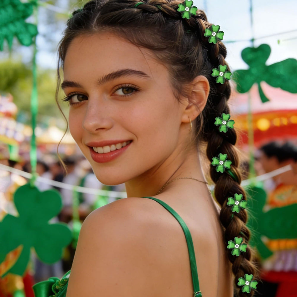 Prendedor de pelo YISSION trébol verde para fiestas.