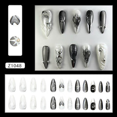 YKZFUI uñas almendra negro brillo glamour: acabado brillante para look diario.