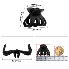 Detalle de la pinza pulpo negra de 4 cm para peinado.
