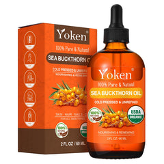 Yoken aceite de espino amarillo en botella ámbar para máxima frescura