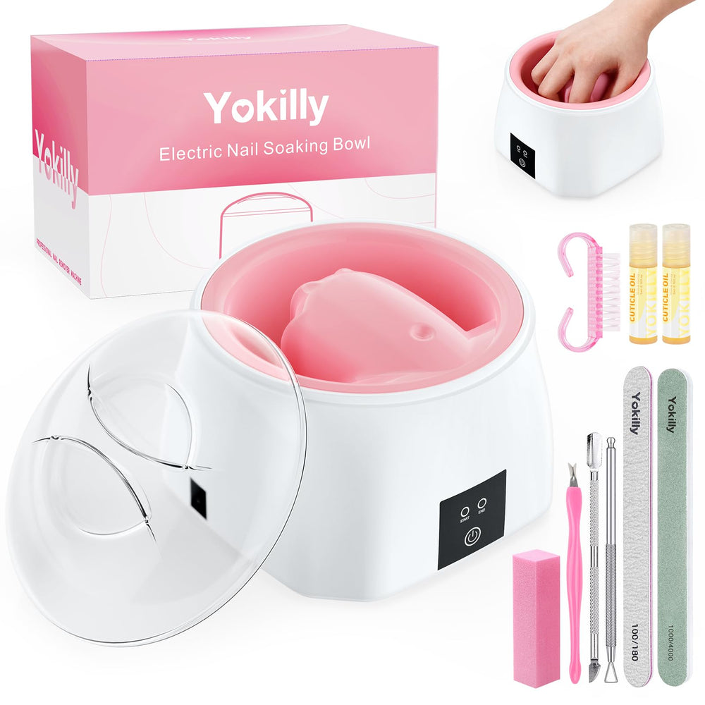 Yokilly cuenco de remojo para uñas con interior de aluminio para calentamiento rápido