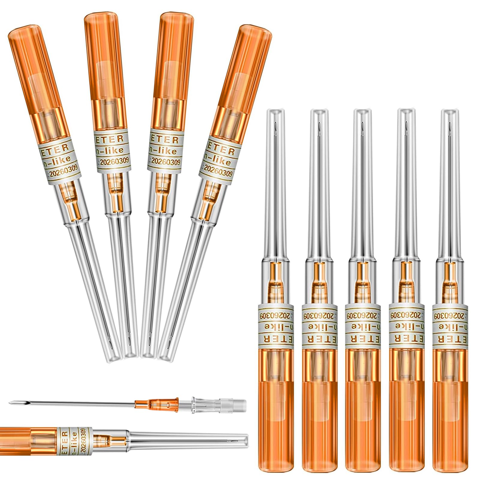 Aguja de catéter YONGDA 14G, paquete de 10, segura para perforaciones.
