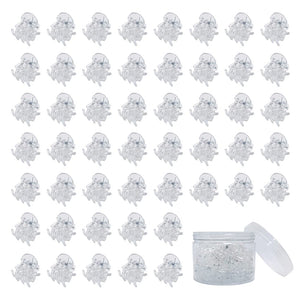 Pinzas Yongdeli mini transparentes blancas en empaque, protección durante el envío.