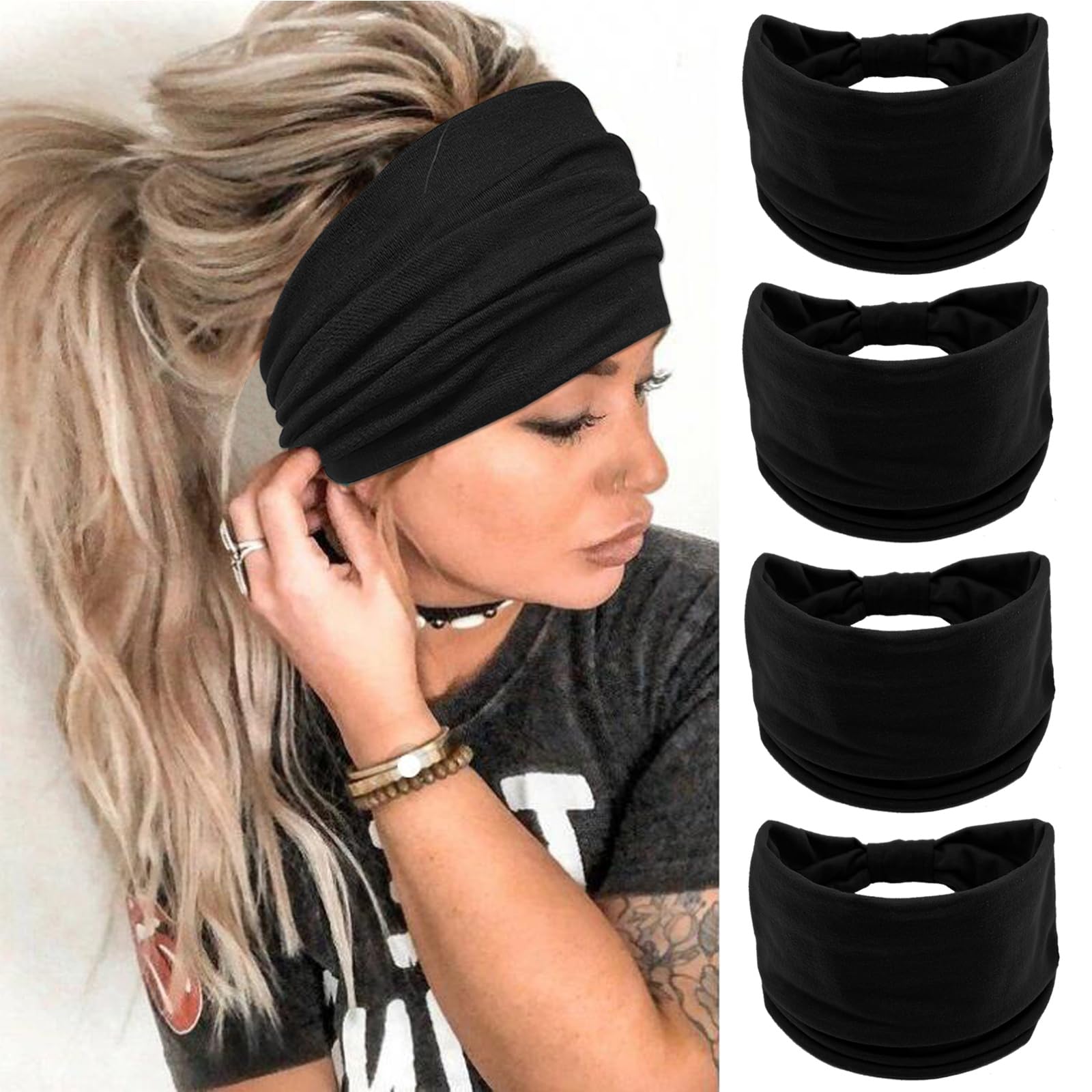 YONUF bandana para la cabeza boho ancha con nudo, comodidad diaria