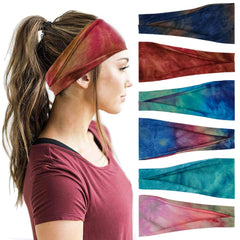 Cinta YONUF para cabello con diseño teñido ancho, ideal para entrenamiento.