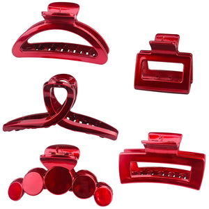 Pinza Yoooyooo rojo brillante para cabello grueso con sujeción firme