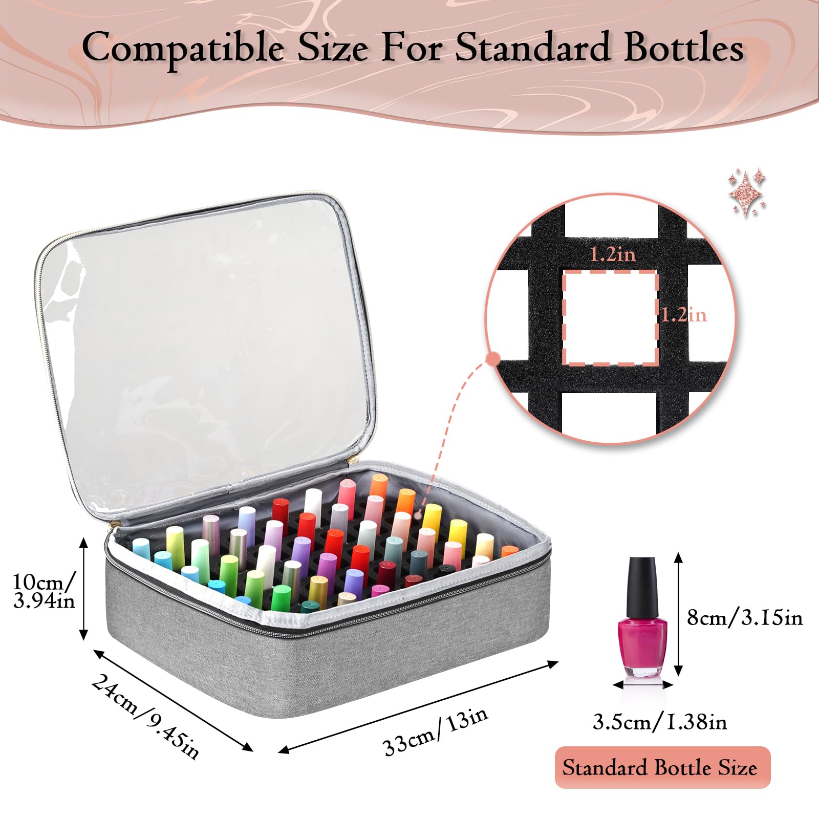 YOREPEK organizador-esmaltes ranuras para botellas estándar, ajuste seguro.