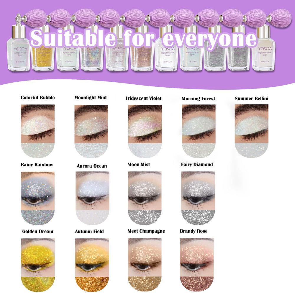 Yosca Spray Brillo Rostro: iluminador suave para rostro, cabello y piel.