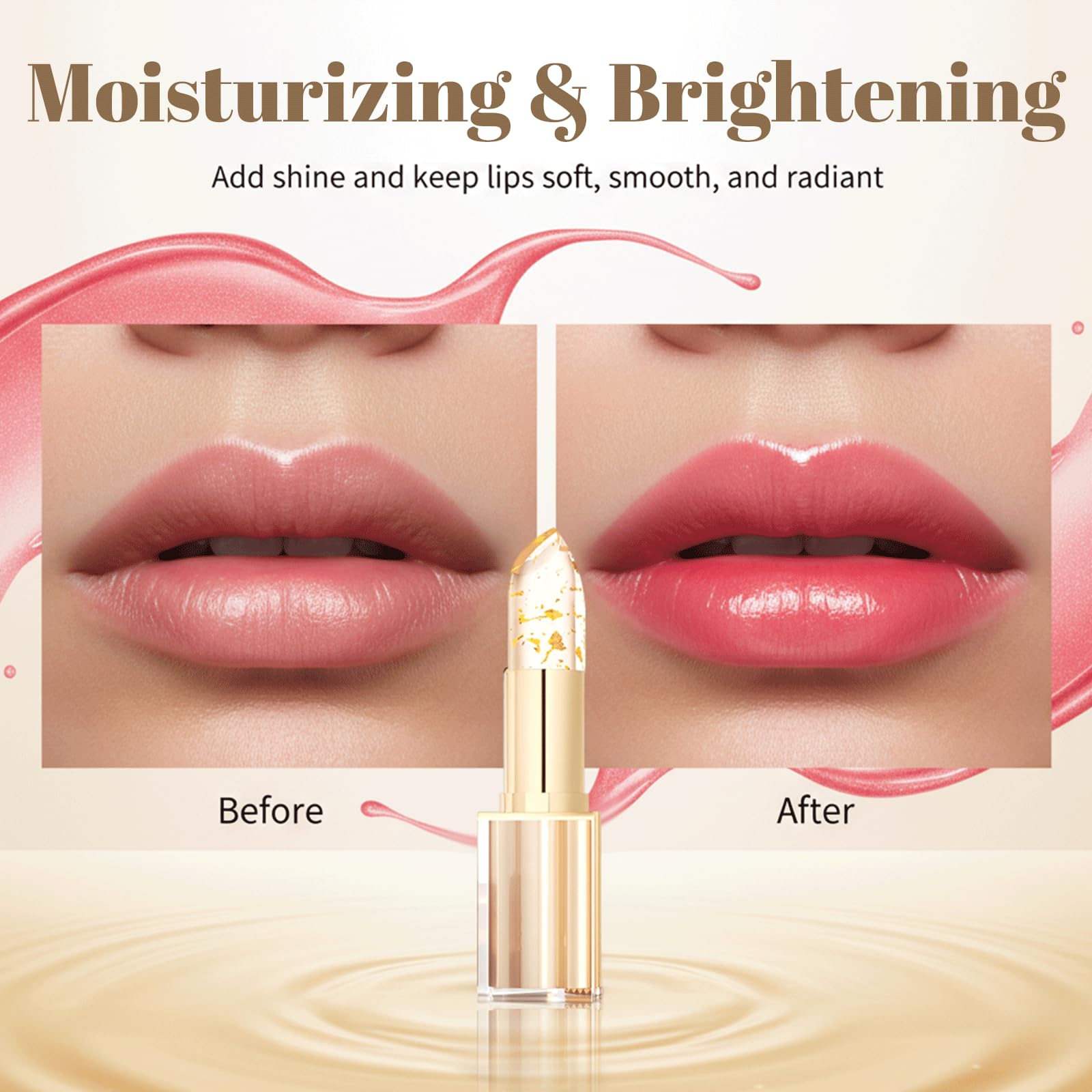 YOTOCK Labial empaque compacto y tubo dorado para llevar con estilo.