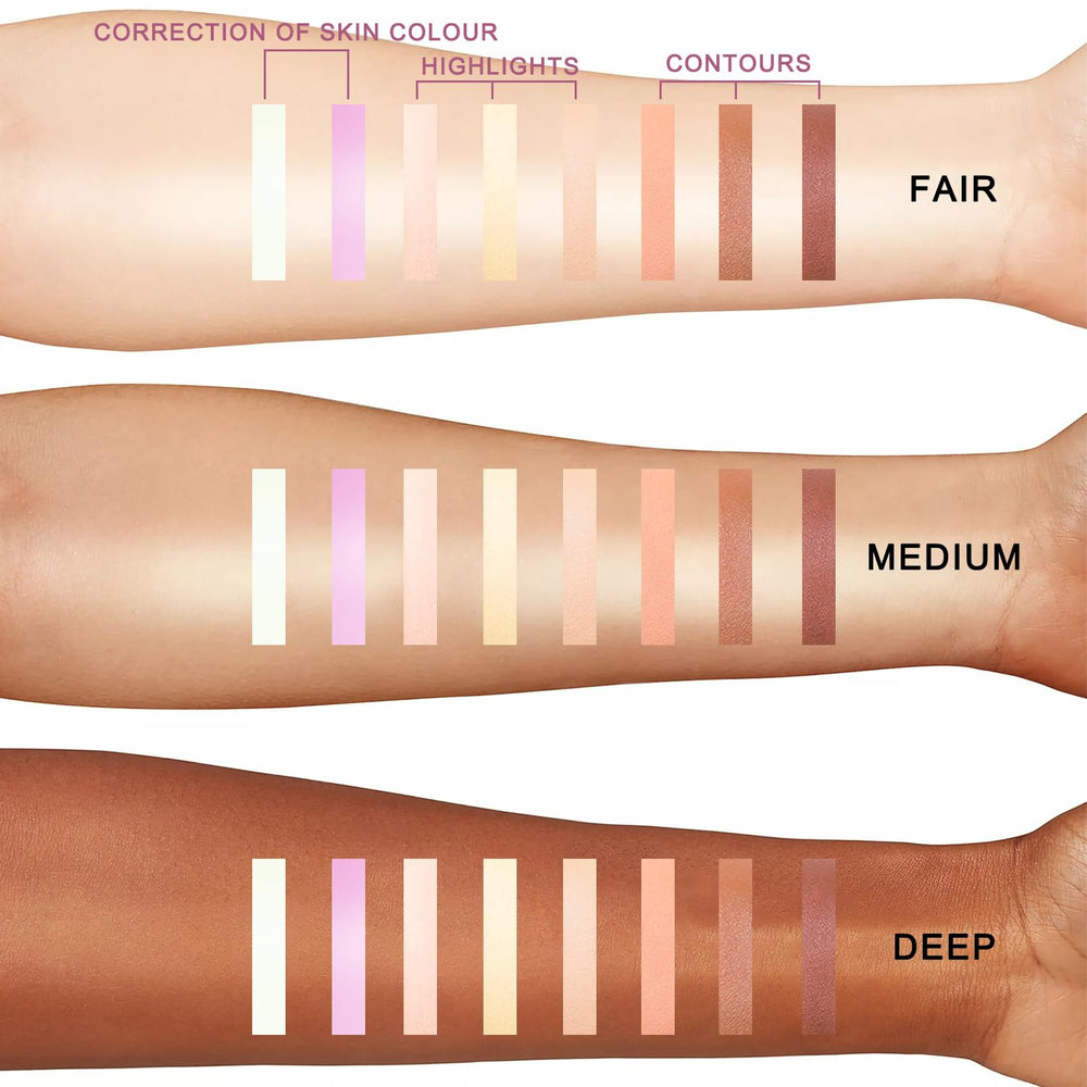 Youngfocus paleta contorno crema, diseño desmontable y recargable para uso sostenible.