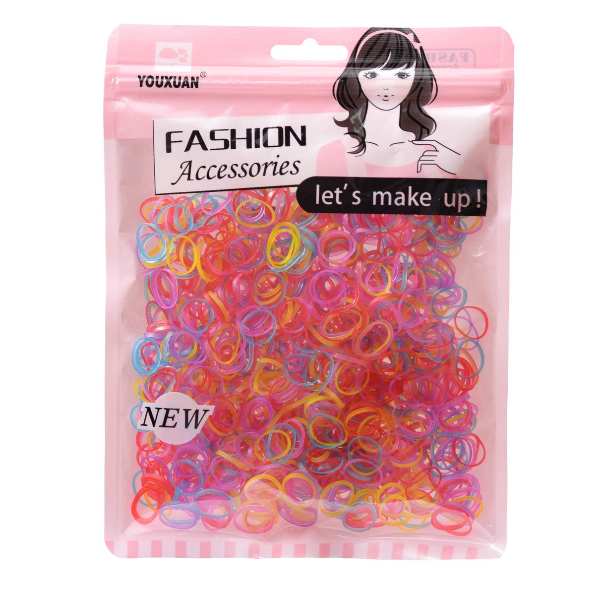 Elásticos YOUXUAN para niñas, colores brillantes, ideales para coletas rápidas.