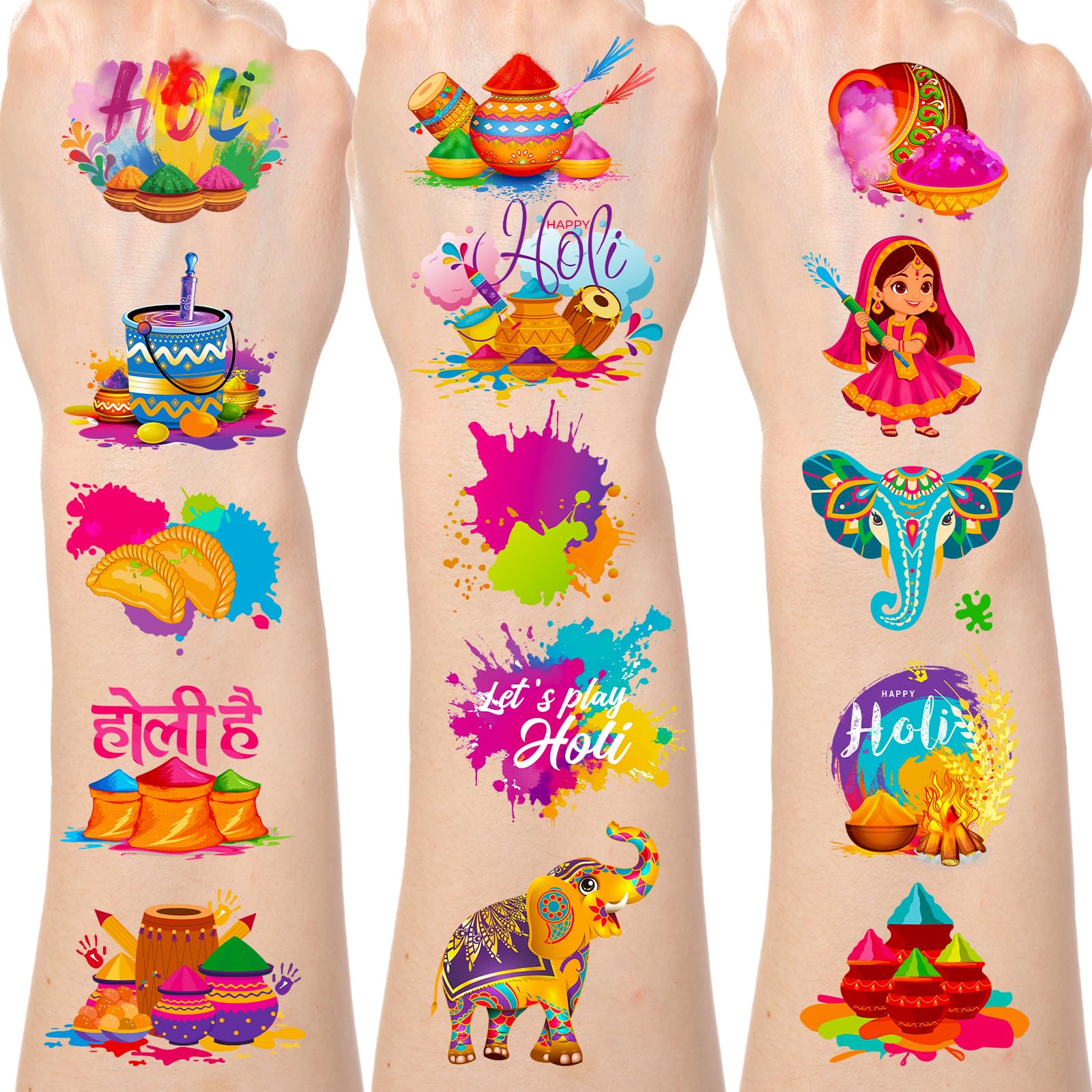 Tatuajes temporales Yoyuspy Holi, gran variedad de diseños para fiestas