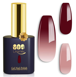 Esmalte gel de YTD Likomey cambia color según temperatura para uñas dinámicas.